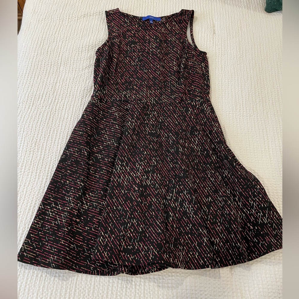 Apt. 9 women’s black pink patterned a-line dress size small
